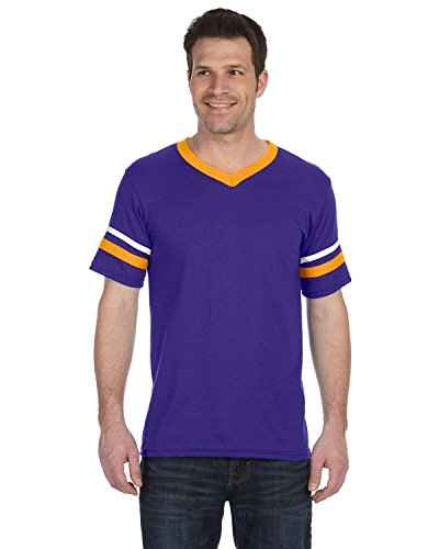 Augusta Sportswear Men's Large Sleeve Stripe Jersey, Purple/Gold/White