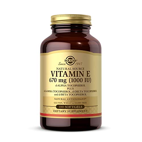 Solgar Vitamin E 670 mg (1000 IU), 100 Mixed Softgels - Natural Antioxidant, Skin & Immune System Support - Naturally-Sourced Vitamin E - Gluten /Dairy Free - 100 Servings