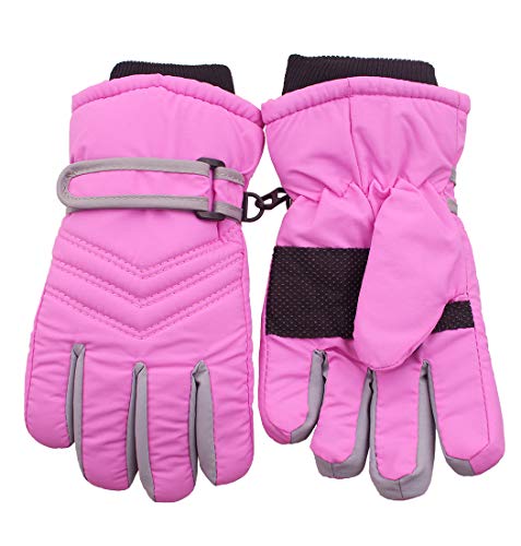 kimmyku Toddler Waterproof Winter Gloves Thinsulate Snow Ski Gloves for Kids Boy Girls Light Pink