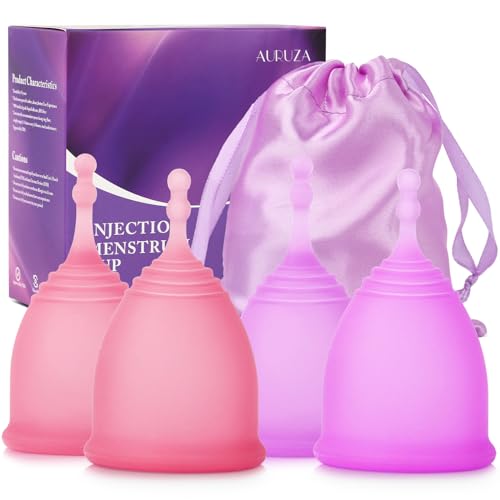 4 Pack Menstrual Cups, Reusable Period Cups Kit for Girls & Women, Silicone Soft Cups Menstrual Organic Cups, Medical-Grade Silicone -Tampon and Pad Alternative (2 Large + 2 Small)