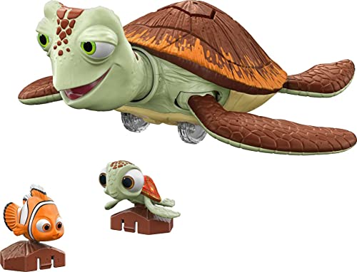Mattel Disney Pixar Finding Nemo Toys, Crush Turtle Figure, Chat ‘n Cruise, Moving and Talking Toy, Interacts with Nemo and Squirt Smaller Figures, Gifts for Kids