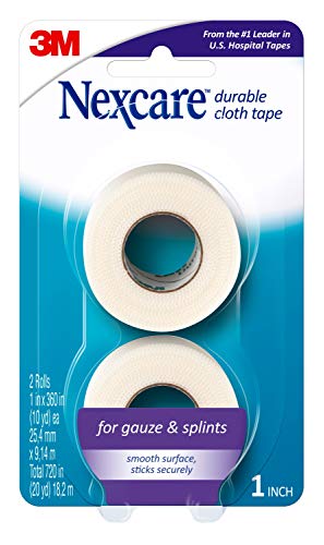 Nexcare Durable Cloth Tape, Woven Tape, Securely Holds Bulky Wound Dressing - 1 In x 10 Yds, 2 Count (Pack of 1)