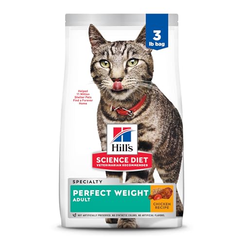 Hill's Science Diet Dry Cat Food, Adult, Perfect Weight for Healthy Weight & Weight Management, Chicken Recipe, 3 lb. Bag