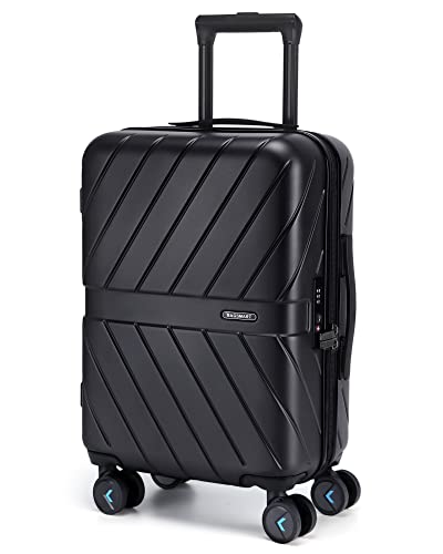 BAGSMART Carry On Luggage 22x14x9 Airline Approved With TSA Lock, 1OO% Polycarbonate Hardside Luggage with Spinner Wheels, Durable Hard Shell Carry On Suitcase 20 inch Black
