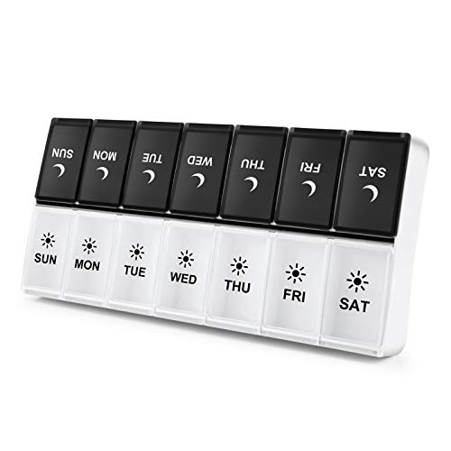 DANYING Large Pill Organizer 2 Times a Day, Weekly Box Per AM PM Case, Day Night Container 7 Vitamin Case Twice