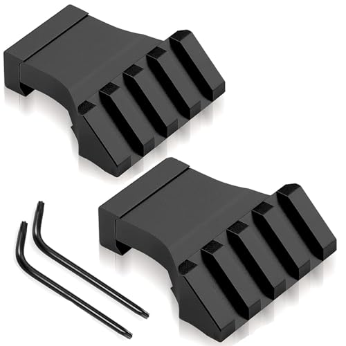 Bontok Picatinny Offset Rail Mounts, 4-4 Slots 45 Degree Picatinny Weaver Offset Aluminum Rail Low Profile Mount for lashlight Laser Sights Optics Set of 2