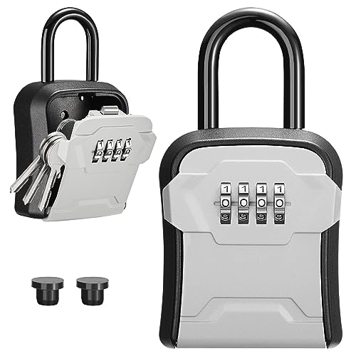Puroma Lock Box, Key Lock Box Wall Mount & Portable Combination Lockbox with Resettable Code, Security Lockbox for Outside House Keys, Apartment Realtors Spare Keys Storage (1 Pack, Gray)