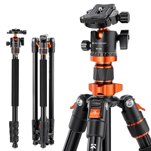 K&F Concept 78 inch Camera Tripod for DSLR Compact Aluminum Tripod with 360 Degree Ball Head and 10KG Load for Travel and Work K234A7+BH-28L (S210)