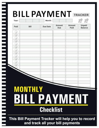 Bill Tracker Notebook: Monthly Bill Organizer & Planner for Budgeting Financial, Finance & Payments Checklist Organizer - 8.5' x 11' 100 Pages