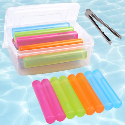 Reusable Ice Cube with Lid and Bin, 8 Pack Plastic Ice Cubes for Drinks BPA Free, Washable Freezable Ice Sticks for Water Bottles, Whiskey, Vodka, Coffee, Beer, Wine