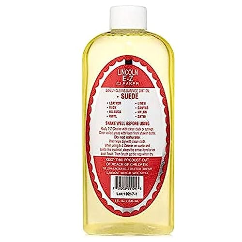 Lincoln E-Z Cleaner -The Original All-Purpose Cleaner for Leather, Suede, Fabric- Removes Dirt, Salt Stains 8oz Made in USA
