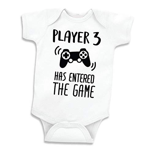 Bump and Beyond Designs Baby-Boys Funny Gamer Pregnancy Announcement for Dad and Grandparents Gift Leotard White, 0-3 Months