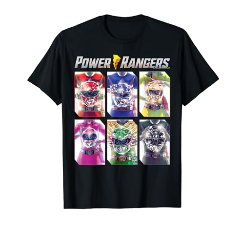 Power Rangers Graphic Color Character Helmet Panels T-Shirt