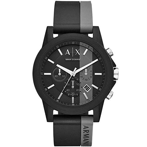 A｜X ARMANI EXCHANGE Men's Chronograph Black & Gray Silicone Strap Watch (Model: A|X1331)