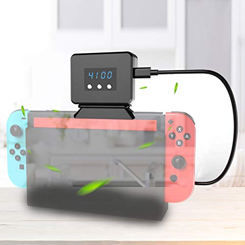 Switch Cooling Fan, EEEKit Cooling Fan for Nintendo Switch, Dock Set Temperature Display Cooler for NS Original Docking Station, Adjustable Fan Speed, USB Powered, Integrated Cable