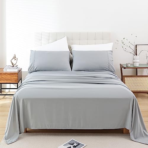 Silky Soft Sheet Set - 3 Piece Cooling Bed Sheets for Twin Size Bed, Extra Deep Pocket Luxury Brushed Sheets, Breathable Hotel Bedding Sheets and Pillowcases, Wrinkle Free Oeko-Tex Sheets