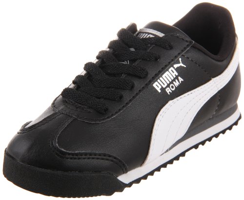 PUMA boys Roma Basic Sneaker, Black/White/Puma Silver, 9 Toddler US