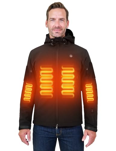 Heated Jacket for Men and Women, ANTARCTICA GEAR Winter Coat with 12V 16000mAh Battery Pack, Soft Shell Heating Hood Jacket