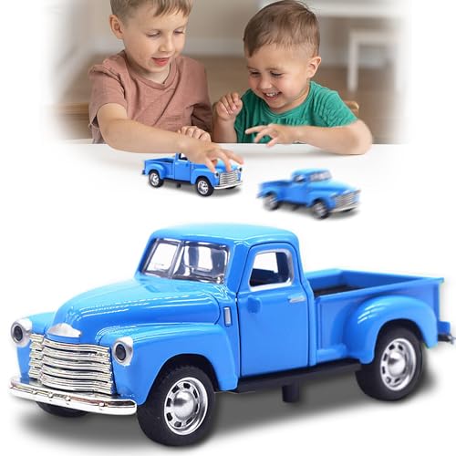 AGSIXZLAN Little Blue Truck Toy for 3-4-5-6-7-8-9-10-11-12 Years Old Boys Girls,Trucks Can Drive,1:32 Alloy Car The Door Can Open, for Kids' Trucks,Office Decoration,Toddlers Gifts （Blue）