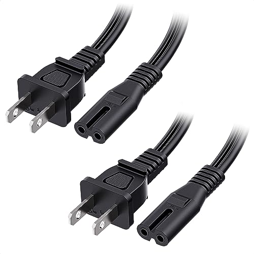 Cable Matters 2 Pack 2 Prong TV Power Cord 10 ft, AC Power Cord Compatible with Samsung LG Sony Insignia TCL Sharp Toshiba Hisense TV PS4 PS5, Non Polarized (NEMA 1-15P to IEC C7) - 10 Feet