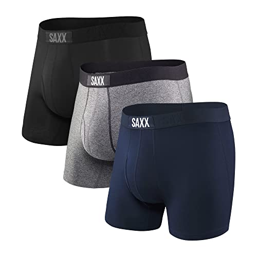 SAXX Underwear Co. Men's Underwear Ultra Super Soft Boxer Briefs with Built-In Pouch Support Pack of 3, Classic Ultra 18, Medium