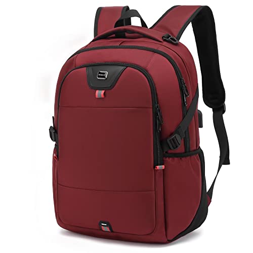 INSAVANT Laptop Backpack 17 Inch Water Resistant Backpacks Durable College Travel Daypack Anti Theft with USB Charging Port Best Gift for Men Women(17 Inch, Red)