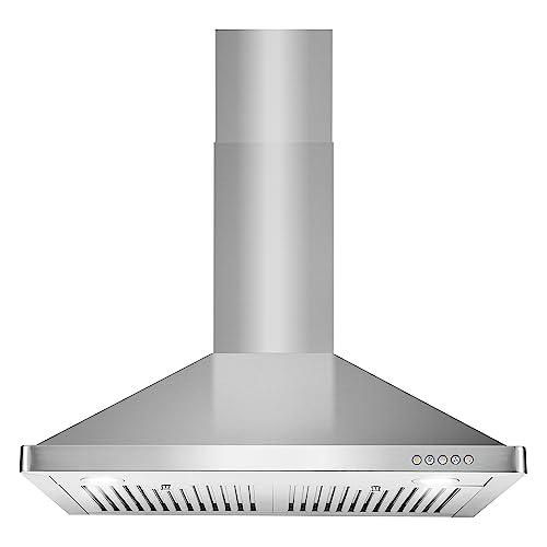 COSMO 63175 30 in. Wall Mount Range Hood with Efficient Airflow, Ducted, 3-Speed Fan, Permanent Filters, LED Lights, Chimney Style Over Stove Vent in Stainless Steel, Exhaust