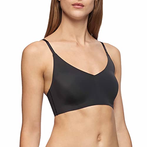 Calvin Klein Women's Invisibles Comfort Lightly Lined Seamless Wireless Triangle Bralette Bra, Black, X-Large