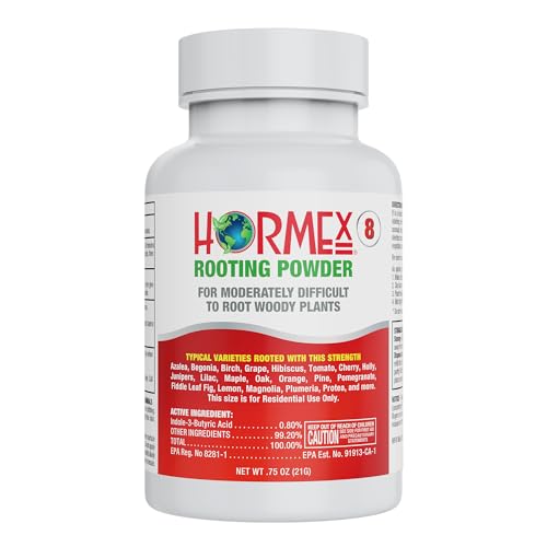 Hormex Rooting Powder #8 - for Moderately Difficult to Root Plants - 0.8 IBA Rooting Hormone for Plant Cuttings - Fast & Effective - Free of Alcohol, Dye, Gel & Preservatives for Healthier Roots, 21g