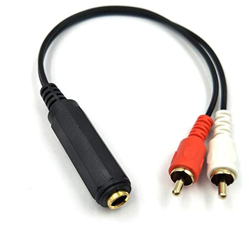 Poyiccot RCA to 1/4 Adapter Cable, 6.35mm 1/4 inch TRS Stereo Jack Female to 2 RCA Male Plug Y Splitter Adapter Cable 25cm/10inch (635F-2RCAM)