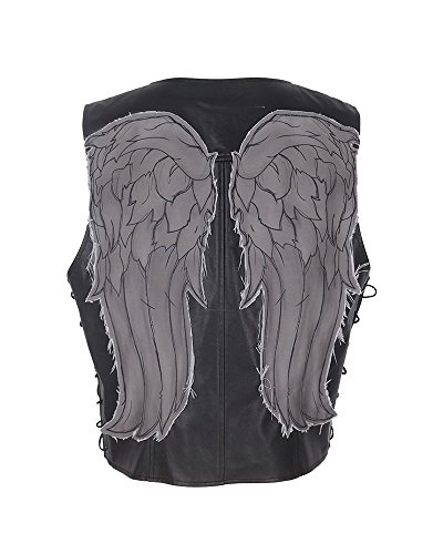 Cosplay.fm Men's Cosplay Faux Leather Angel Wings Vest Motorbike Vest Halloween Costume (Black)