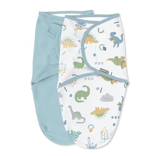 SwaddleMe by Ingenuity Original Swaddle, 0-3 Months, 2-Pack - Tropical Dino