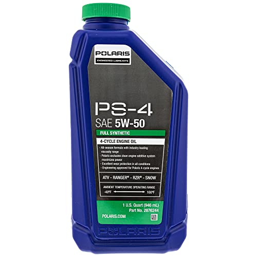 Polaris PS-4 All-Season 4 Cycle 5W-50 Full Synthetic Oil for Specific RANGER, GENERAL, RZR, Sportsman, Scrambler, ACE Models With 4 Stroke Engine, for UTV SxS ATV, 1 Quart, Qty 1-2876244