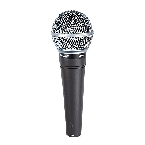 Shure SM48 Cardioid Dynamic Vocal Microphone with Shock-Mounted Cartridge, Steel Mesh Grille and Integral Pop Filter, A25D Mic Clip, Storage Bag, 3-pin XLR Connector, No Cable Included (SM48-LC)
