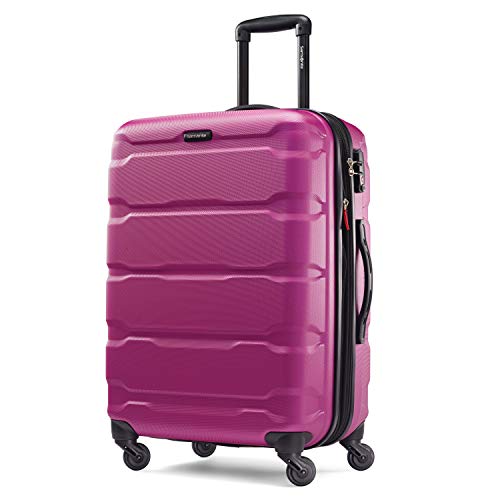 Samsonite Omni PC Hardside Expandable Luggage with Spinner Wheels, Checked-Medium 24-Inch, Radiant Pink