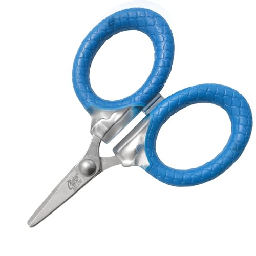 Cuda 3-Inch Titanium-Bonded Micro Fishing Scissors for Mono, Fluorocarbon & Braided Line with Dual Serrated Edges (18826), Blue