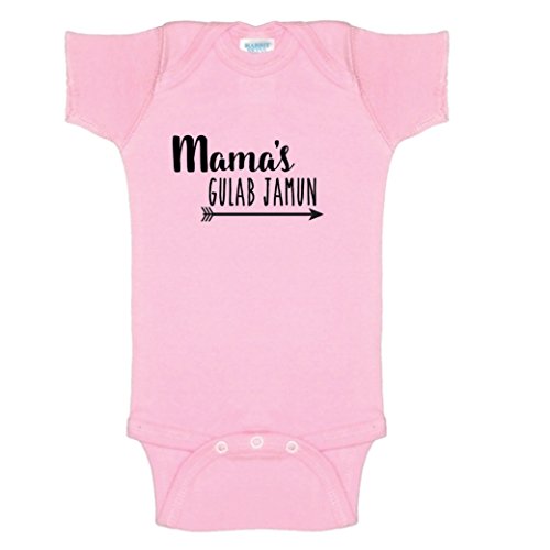Jasmine and Marigold Mama's Gulab Jamun Muslim Themed Baby Infant Cotton Bodysuit Newborn Light Pink