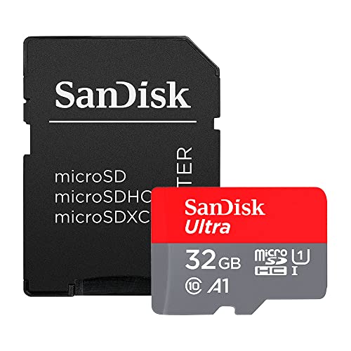 SanDisk 32GB Ultra MicroSDHC UHS-I Memory Card with Adapter - 98MB/s, C10, U1, Full HD, A1, Micro SD Card - SDSQUAR-032G-GN6MA