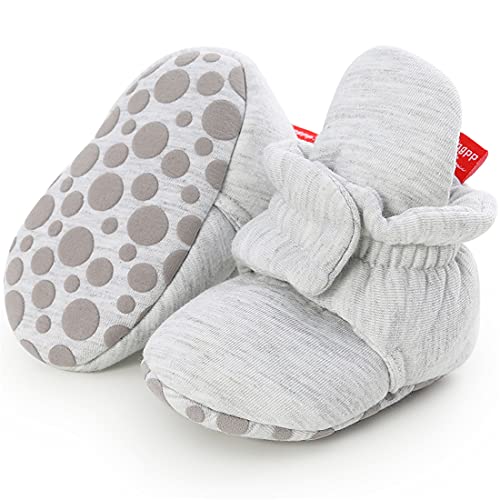 ohsofy Newborn Baby Cotton Booties Stay On Slipper Winter Warm Soft Shoes Non-Skid Infant Ankle Boots Crib Socks