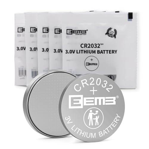 EEMB 5PACK CR2032 Battery 3V Lithium Battery Button Coin Cell Batteries 2032 Battery DL2032, ECR2032, LM2032 for Remotes Watches Calculators Door Chimes Medical Devices Computer Motherboards Key Fobs