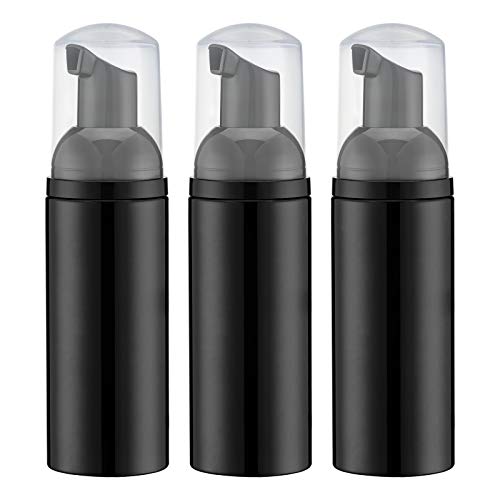 Tekson Soap Foam Bottle (Black Pump), Empty Travel Foaming Lash Shampoo for Cleanser, Dispenser (60ml, 2 fl oz)