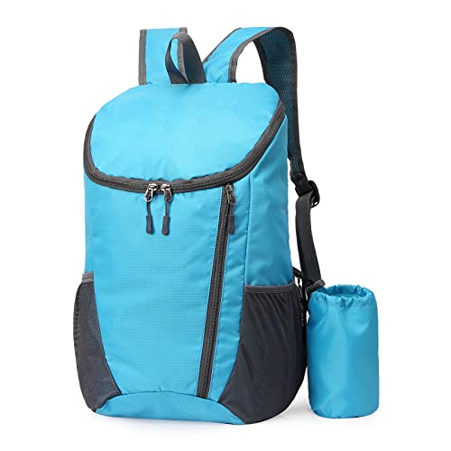 DOVO Hiking Backpack, Waterproof and Wear-resistant Lightweight Backpack Packable,Outdoor Travel Camping Daypack Foldable-LAKE BLUE