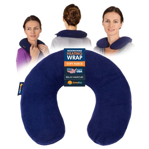 SunnyBay Microwave Heating Pad, Microwavable Heated Neck Pillow for Moist Hot or Cold Therapy, Heated Neck and Shoulder Wrap with Wheat Filling and Washable Cover, FSA HSA Eligible, Navy Blue, Large