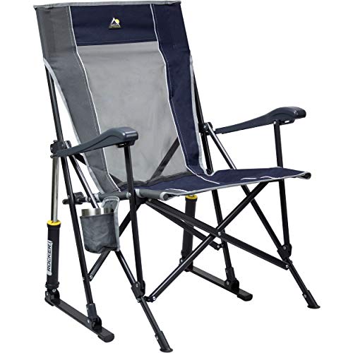 GCI Outdoor Roadtrip Rocker Collapsible Rocking Chair & Outdoor Camping Chair, Indigo Blue