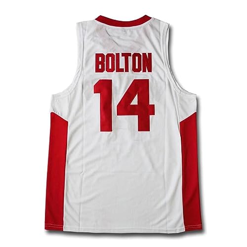 Men's #14 Bolton Wildcats Vintage Throwback Basketball Jersey Top Stitched (White,L)