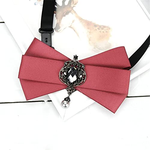 Hcclijo Women's British Style Neck Ties Men's Pearl Bow Tie for Man Ribbon Candy Shirt Collar Accessories