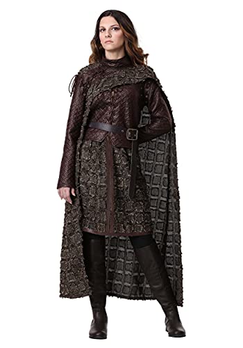 Adult Winter Warrior Costume for Women, Renaissance Women's Attire, Caped Medieval Fighter Halloween Outfit Large