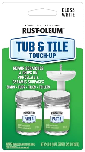 Rust-Oleum Tub & Tile Paint 244166 Specialty Kit Tub and Tile Touch Up, White, 2 Piece Set, 0.45 Oz