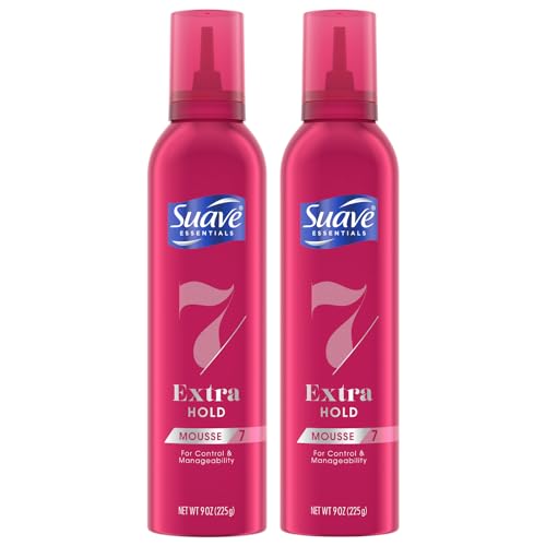 Suave Mousse, Extra Hold 7 Shaping – Styling Mousse for Curly Hair, Wavy, All Hair Types, Moisturizing & Nourishing Mousse Hair Foam, Scented, 9 Oz (Pack of 2)