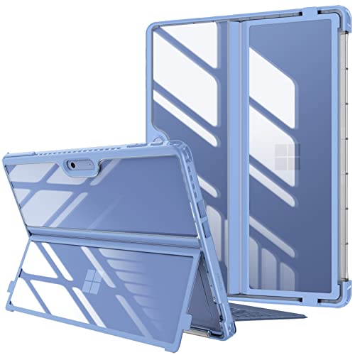 Fintie Hard Case for 13 Inch Microsoft Surface Pro 10 (2024) / Surface Pro 9 (2022) - Shockproof Folio Rugged Cover with Clear Transparent Back Shell Compatible with Type Cover Keyboard, Blue